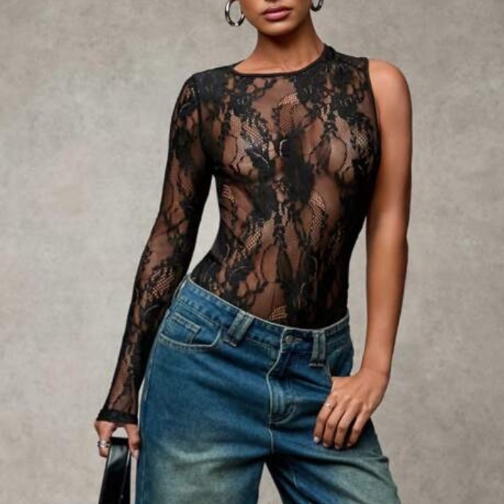 Lace Backless Bodysuit NEW w Tags On